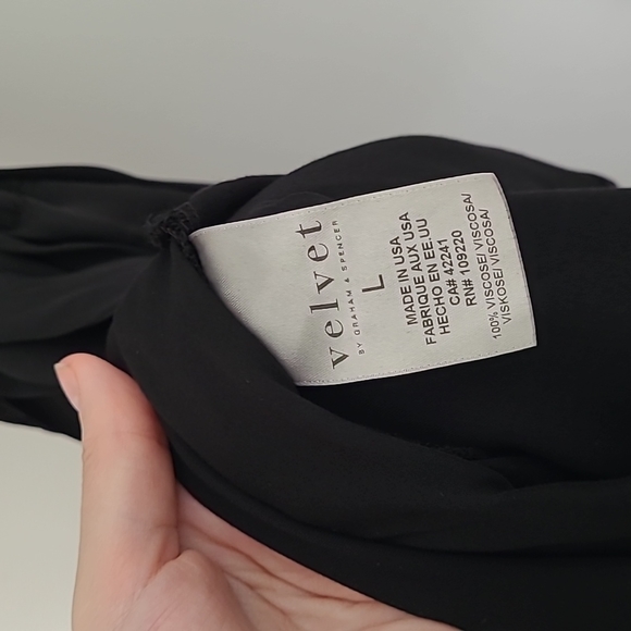 Velvet by Graham & Spencer Tala Satin Viscose Black Dress Size Large - Picture 5 of 5